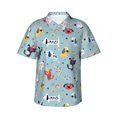 thumbnail image 1 of Hawaiian Shirt For Men, Cartoon Colorful Dog Mens Button Down Short Sleeve Shirt, Summer Beach Shirts For Men, 1 of 2