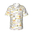 thumbnail image 1 of Hawaiian Shirt For Men, Cartoon Cute Rabbit Tiger Mens Button Down Short Sleeve Shirt, Summer Beach Shirts For Men, 1 of 2