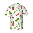 thumbnail image 1 of Hawaiian Shirt For Men, Chili Pepper Green Mens Button Down Short Sleeve Shirt, Summer Beach Shirts For Men, 1 of 2