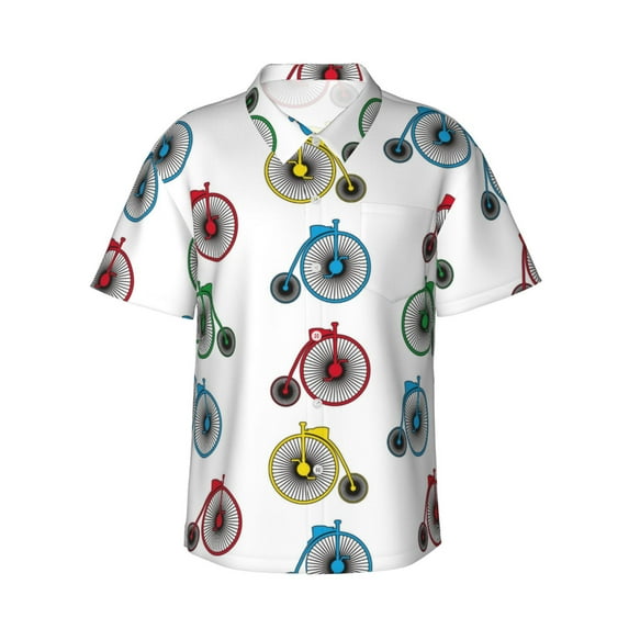 Hawaiian Shirt For Men, Colorful Penny Bike Casual Summer Beach Shirts Mens Short Sleeve Button Shirts