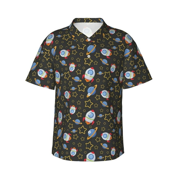 Hawaiian Shirt For Men, Cosmic Mens Button Down Short Sleeve Shirt, Summer Beach Shirts For Men