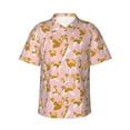 thumbnail image 1 of Hawaiian Shirt For Men, Cute Corgi Dog Funny Pink Mens Button Down Short Sleeve Shirt, Summer Beach Shirts For Men, 1 of 2