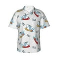thumbnail image 1 of Hawaiian Shirt For Men, Cute Surfing Shark Mens Button Down Short Sleeve Shirt, Summer Beach Shirts For Men, 1 of 2