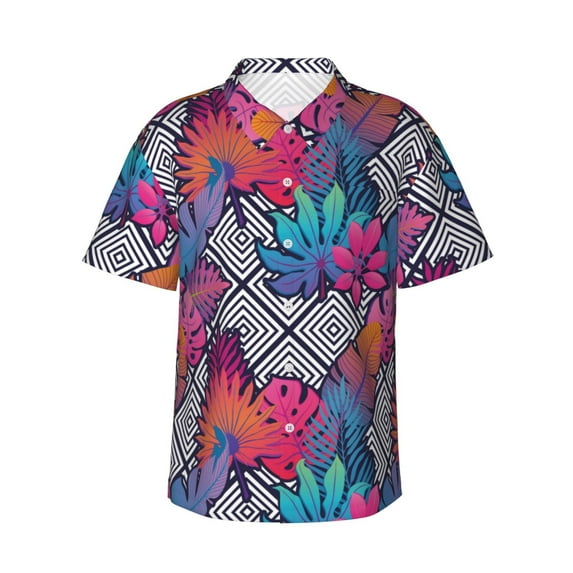 Hawaiian Shirt For Men, Hawaiian Style Colorful Mens Button Down Short Sleeve Shirt, Summer Beach Shirts For Men