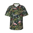 thumbnail image 1 of Hawaiian Shirt For Men, Hawaiian Style Flamingo Zebra Mens Button Down Short Sleeve Shirt, Summer Beach Shirts For Men, 1 of 2