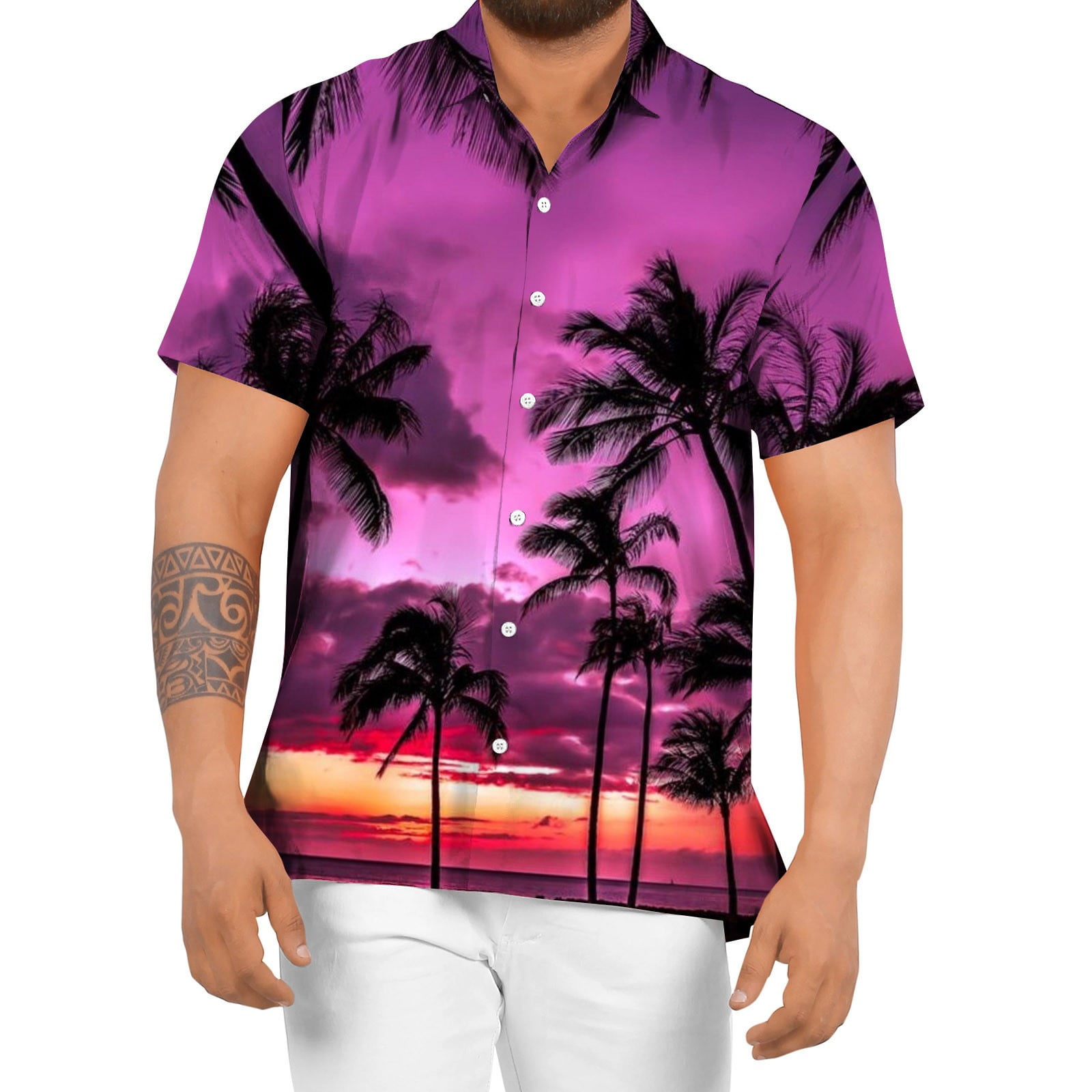 Black Hawaiian Shirt For Men Mens Spring Summer Casual Floral Beach  Tropical Casual Short Sleeve Shirts