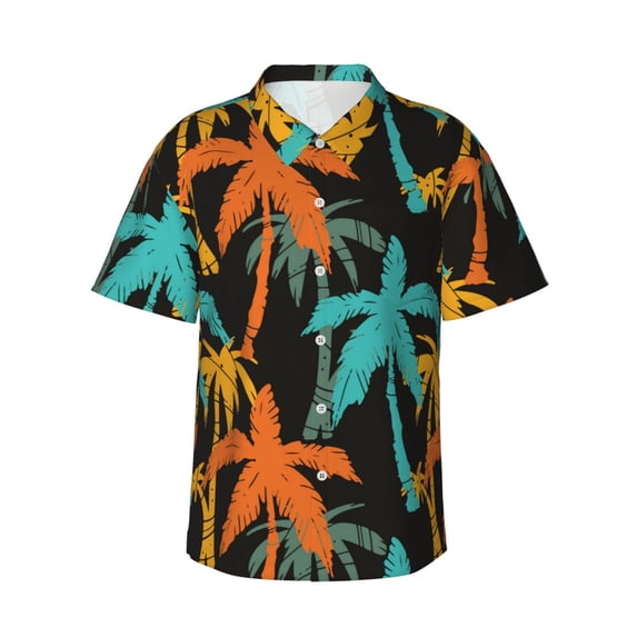 Hawaiian Shirt For Men, Palm Trees Mens Button Down Short Sleeve Shirt, Summer Beach Shirts For Men