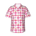 thumbnail image 1 of Hawaiian Shirt For Men, Pink Plaid Cute Duck Mens Button Down Short Sleeve Shirt, Summer Beach Shirts For Men, 1 of 2