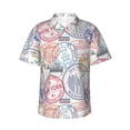 thumbnail image 1 of Hawaiian Shirt For Men, Postmark Pattern Newyork Mens Button Down Short Sleeve Shirt, Summer Beach Shirts For Men, 1 of 2