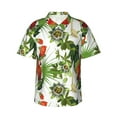 thumbnail image 1 of Hawaiian Shirt For Men, Red Macaw Parrot Flower Plant Mens Button Down Short Sleeve Shirt, Summer Beach Shirts For Men, 1 of 2