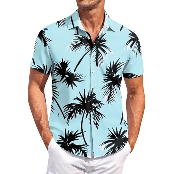 Hawaiian Shirt For Men Short Sleeve Casual Button-Down Floral Print Shirts for Beach Vacation Party
