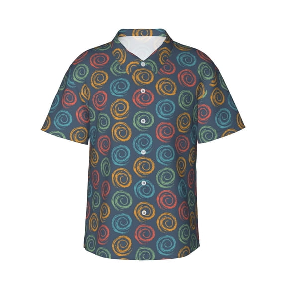 Hawaiian Shirt For Men, Vintage Colorful Pattern Mens Button Down Short Sleeve Shirt, Summer Beach Shirts For Men