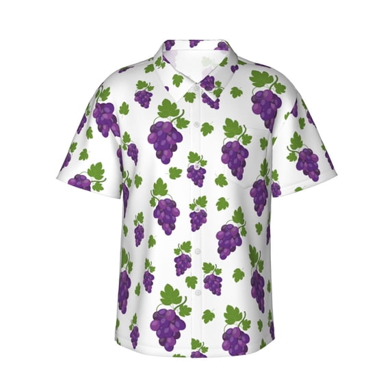 Hawaiian Shirt For Men, Wine Bottle Purple Mens Button Down Short Sleeve Shirt, Summer Beach Shirts For Men