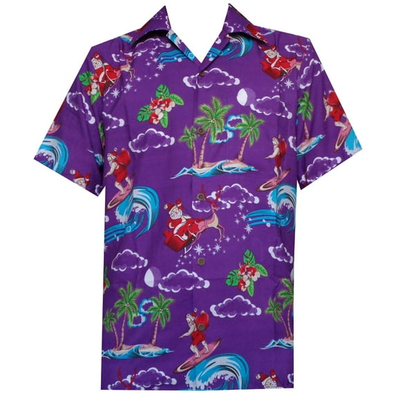 Hawaiian Shirt Mens Christmas Santa Claus Party Aloha Holiday Beach
