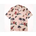 thumbnail image 1 of Hawaiian Shirt Pink Hibiscus Palm Tree Tropical Beach Summer Button Up, 1 of 6