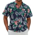 thumbnail image 1 of Sumtumn Hawaiian Shirt Summer Short Sleeves Button Down Shirt Beach Dress Shirts Navy Blue 3XL, 1 of 7