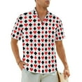 thumbnail image 1 of Hawaiian Shirt Vacation Casino Playing Cards Blouses Green Hearts Print Vintage Casual Shi, 1 of 5