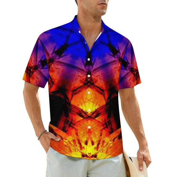 Hawaiian Shirt Vacation Faux Metallic Blouses Rose Gold Glitter Metal Vintage Casual Shirt