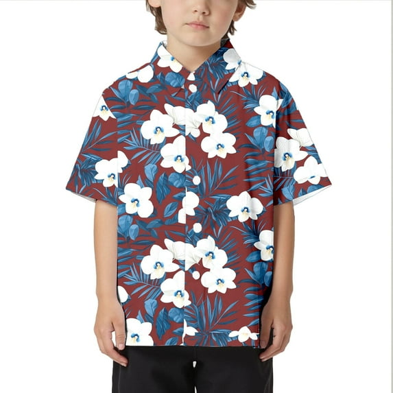 Hawaiian Shirt for Boys Short Sleeve Boys' Button-Down Shirts Casual Boys Beach Outfit Boys Tropical Shirt for Boys 10-11 Years