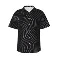 thumbnail image 1 of Hawaiian Shirt for Men - Abstract Black And White Waves Casual Summer Beach Shirts Mens Short Sleeve Button Shirts, 1 of 7