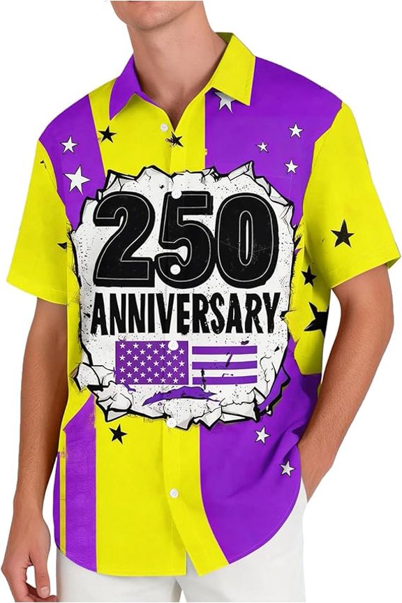 Hawaiian Shirt for Men America 250th Anniversary American Flag Stars Stripes Button Down
