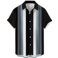 thumbnail image 1 of Hawaiian Shirt for Men Bowling Shirt Short Sleeve Button Down Summer Beach Casual Button Front Shirts with Pocket Grey 3XL, 1 of 3