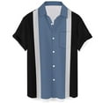 thumbnail image 1 of Hawaiian Shirt for Men Bowling Shirt Short Sleeve Button Down Summer Beach Casual Button Front Shirts with Pocket Navy 5XL, 1 of 3