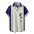 thumbnail image 1 of Hawaiian Shirt for Men Casual Baggy Beach Tops Color Block Lapel Bowling Shirts Vacation Cruise Tropical Aloha Shirt, 1 of 4