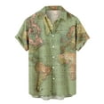 thumbnail image 1 of Hawaiian Shirt for Men Casual Button Down Short Sleeve Unisex Beach Shirts Fashion World Map Print Summer Tops, 1 of 5