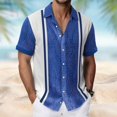 thumbnail image 1 of Hawaiian Shirt for Men Casual Printed Short Sleeve Button Down Top Patterns Comfortable Breathable Beach Collar Navy Shirts XXL, 1 of 4