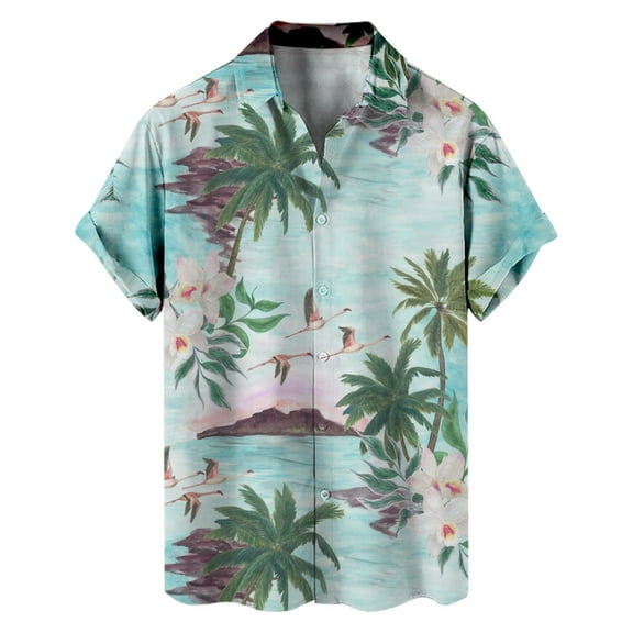 Hawaiian Shirt for Men Casual Turndown Collar Short Sleeve Button Up Shirt Tropical Beach Shirt Lightweight Mens Shirts Casual Relaxed Fit