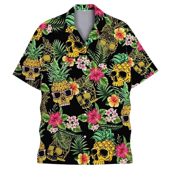 Hawaiian Shirt for Men Funny Button Casual Spring Print Shirt Short Sleeve Lightweight Turn Down Collar Top Green XXXL
