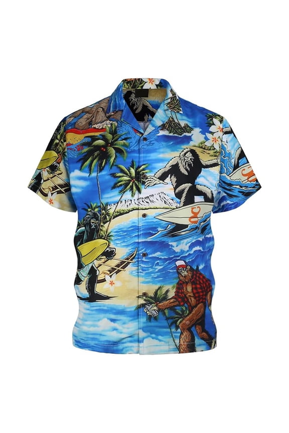 Hawaiian Shirt for Men Funny Button Lightweight Shirt Short Sleeve Casual Printed Spring Top Sky Blue M