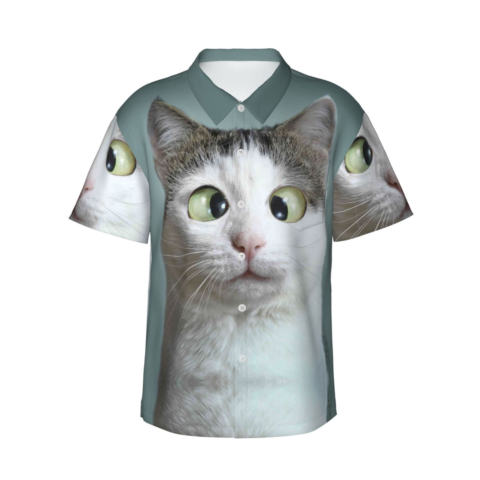 Hawaiian Shirt for Men, Funny Cat Summer Shirts for Men, Mens Button