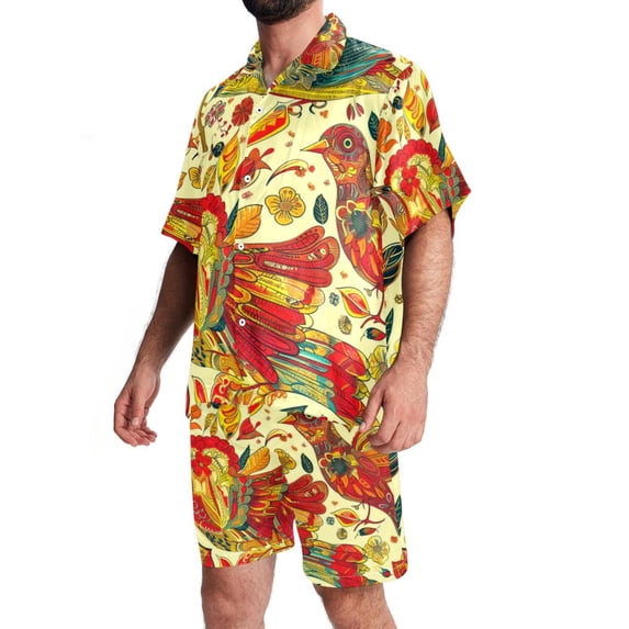 Hawaiian Shirt for Men, Mens 2 Piece Outfits, Vacation Outfits for Men, Pastorable Floral Butterfly Vintage Flower, Men Short Sets Outfits
