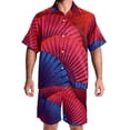 thumbnail image 1 of Hawaiian Shirt for Men, Mens 2 Piece Outfits, Vacation Outfits for Men, Red Fan Vintage Art Japanese, Mens Matching Shirt and Shorts Set, 1 of 6