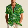thumbnail image 1 of Hawaiian Shirt for Men Oversized St Patricks Irish Green Clover Shamrocks Printed Lapel Button Down Shirts Summer Collared Beach T Shirts Top, 1 of 8