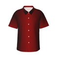 thumbnail image 1 of Hawaiian Shirt for Men, Red Geometric Perforated Square Background Summer Shirts for Men, Mens Button Down Short Sleeve Shirt, 1 of 7
