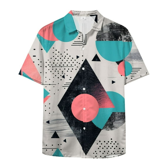 Hawaiian Shirt for Men - Retro 80s Style Short Sleeve Button Down Casual Cuban Shirts for Men and Boys Holiday Funny Nightclub Tee Shirt