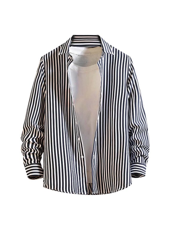 Hawaiian Shirt for Men Shirts Foreign Trade Border Fashion Long Sleeve Trend Casual Men's Plus Size Shirt Black 4XL