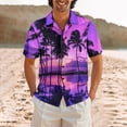 thumbnail image 1 of Hawaiian Shirt for Men Short Sleeve Casual Lapel Button Down Beach Shirt Purple L, 1 of 4