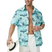 PUZTLOY Hawaiian Shirt for Men Short Sleeve Floral Button Down Shirt Tropical Hawaiian Shirts Casual Shirts Beach