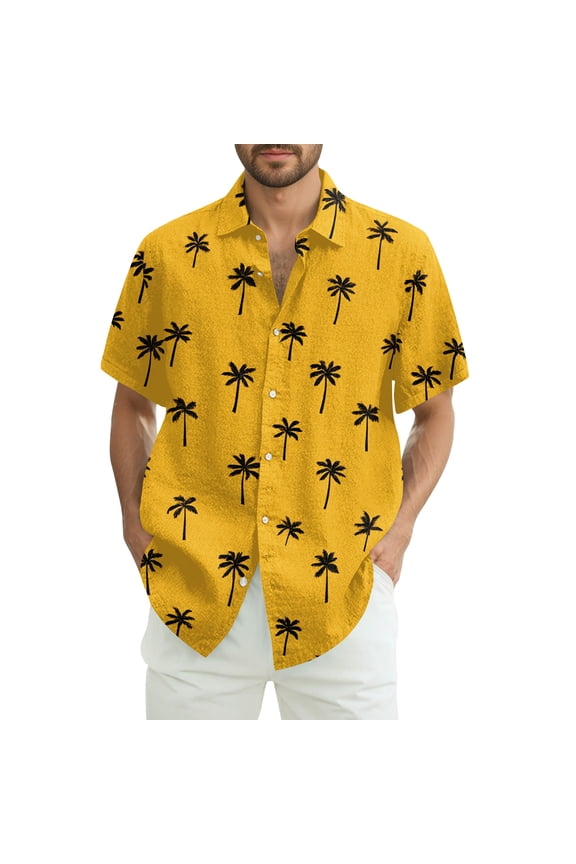 Hawaiian Shirt for Men Short Sleeve Ocean Wave Print Button Down Shirts Casual Summer Beach Shirts