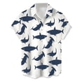 thumbnail image 1 of Hawaiian Shirt for Men Short Sleeve Shark Print Button Up Lapel Tops Casual Summer Breathable Mens Beach Shirts White XXXL, 1 of 2