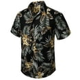 thumbnail image 1 of Hawaiian Shirt for Men, Short Sleeve Shirt Button Down Aloha Shirts Beach Floral Shirt Black Palm L, 1 of 8