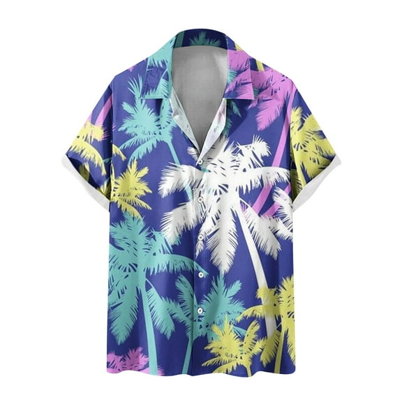 Hawaiian Shirt for Men Short Sleeves Printed Casual Shirts Button Down Summer Beach Shirts Big & Tall Breathable Tropical Holiday Bowling Shirts