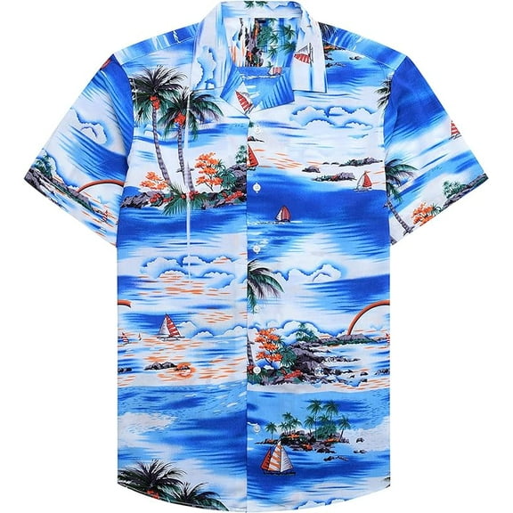 Hawaiian Shirt for Men Summer Beach Casual Short Sleeve Button Down Shirts Printed Tropical Vacation Shirts