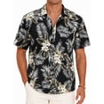 thumbnail image 1 of Sumtumn Hawaiian Shirt for Men,Summer Beach Short Sleeve Button Down Shirts Black Palm Clothing, 1 of 9