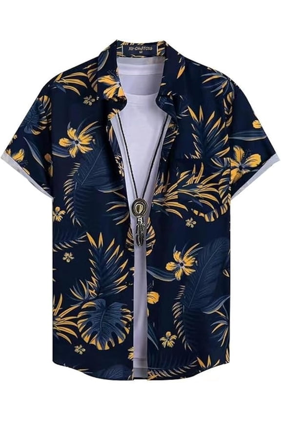 Hawaiian Shirt for Men, Summer Casual Fit Short Sleeve Button Down Shirts Tropical Holiday Beach Shirts