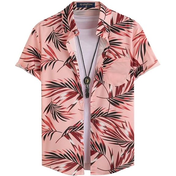 Hawaiian Shirt for Men, Summer Casual Fit Short Sleeve Button Down Shirts Tropical Holiday Beach Shirts